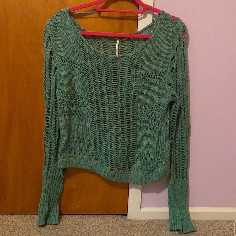 Free People layering sweater, teal, size M